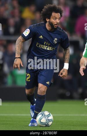 SÉVILLE, 22-12-2019. Primera División Spanish League. LaLiga. Estadio Benito Villamarín. Marcelo Vieira (Real Madrid) pendant le jeu Real Betis - Real Madrid. Banque D'Images