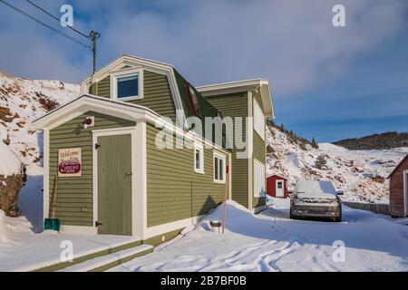 Purrell's Heritage House, une ancienne maison de pêche pittoresque et maintenant un Airbnb à Dunfield, Terre-Neuve, Canada [pas de mainlevée de propriété; disponible pour Banque D'Images