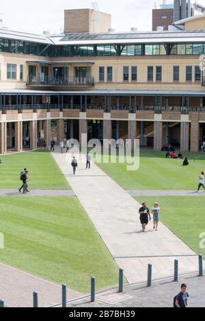 Des étudiants traversent des chemins concrets dans la pelouse du Quadrangle à l'Université de Nouvelle-Galles du Sud (UNSW), à Kensington, Sydney, Australie Banque D'Images