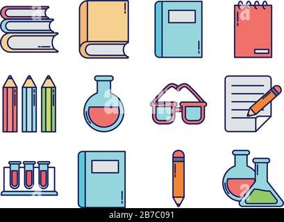ensemble d'icônes enseignants jour, ligne et style de remplissage icône vecteur illustration conception Illustration de Vecteur