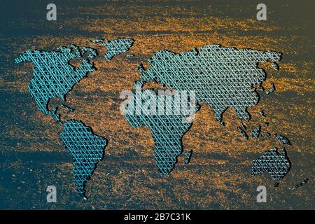 Carte du monde décrit environ avec fond blanc Banque D'Images