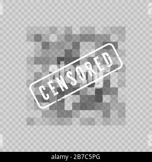Données censurées. Zone de résolution des pixels transparents. Contenu privé. Censure mosaïque grise. Illustration vectorielle Illustration de Vecteur