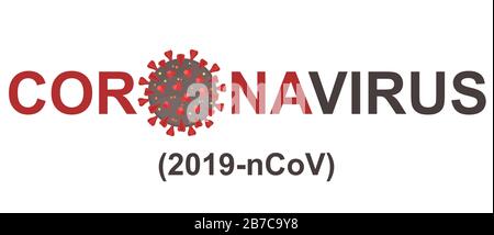 Inscription coronavirus sur fond blanc. Coronavirus 2019-nCov infection de la grippe. Dangereuse Cellule De Coronavirus En Chine, Wuhan. Illustration avec feuilles rouges Illustration de Vecteur