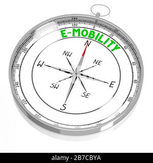 Concept de mobilité électronique - boussole. Rendu tridimensionnel Banque D'Images