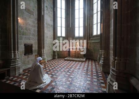 Le Mont Saint-Michel, Normandie, France, Europe Banque D'Images