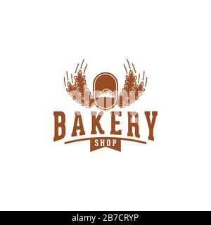 Boulangerie croissant, baguette, pain, Idées de logo de boulangerie millésime. Logo inspiration. Illustration Du Vecteur De Modèle. Isolé Sur Fond Blanc Illustration de Vecteur