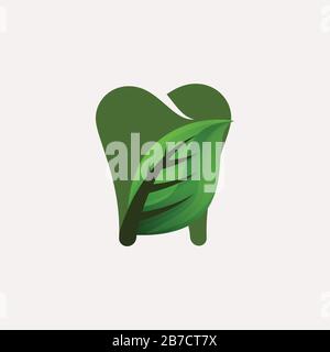 Nature logo de feuille dentaire dents logo Idées. Logo inspiration. Illustration Du Vecteur De Modèle. Isolé Sur Fond Blanc Illustration de Vecteur