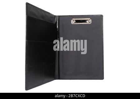 dossier noir pour les documents sur fond blanc Banque D'Images