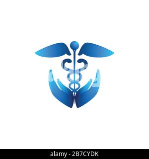 Symbole de santé caduque Asclepius's Wand logo Idées. Logo inspiration. Illustration Du Vecteur De Modèle. Isolé Sur Fond Blanc Illustration de Vecteur