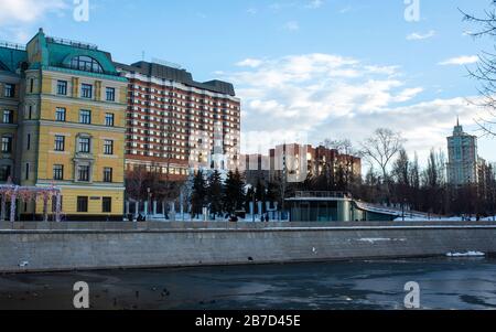 19 février 2019, Moscou, Russie. Parc Muzeon et Église Saint-Nicolas du Compound chinois à Moscou. Banque D'Images