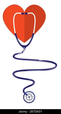 Illustration du cœur rouge et du stéthoscope médical, journée mondiale de la santé, thème de la journée des médecins. Illustration de Vecteur