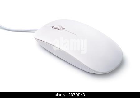 Souris d'ordinateur blanche isolée sur blanc Banque D'Images