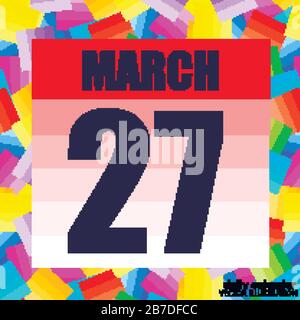 Icône du 27 mars. Pour planifier une journée importante. Bannière pour les jours fériés et les jours spéciaux. 27 mars. Illustration Vectorielle. Illustration de Vecteur