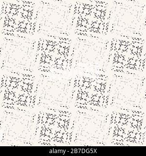 Fond de texture de mosaïque de sorcière brisée monochrome. Motif pointillé en pointillés diagonal distendu sans couture. Vecteur de distorsion noir et blanc cassé Illustration de Vecteur