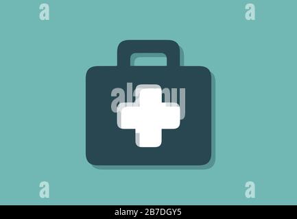 Symbole de cas médical avec croix blanche, symbole d'illustration vectorielle minimaliste Illustration de Vecteur