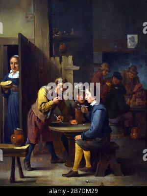 Paysans dans une taverne, 1635 David Teniers le Jeune 1610-1690, la famille Brueghel ( Bruegel ou Breughel ), peintres flamands du XVIe au 17 h siècle, belge, Belgique. Banque D'Images