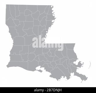 Carte des comtés de l'État de Louisiane Illustration de Vecteur
