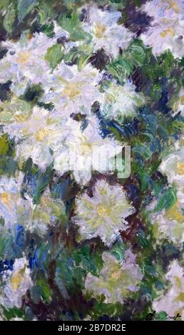 Clématite blanche, une célèbre peinture impressionniste à l'huile sur toile de 1887 par le maître français Claude Monet (1840-1926). Oscar-Claude Monet Banque D'Images