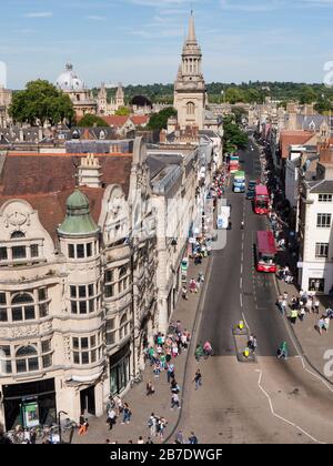 Vue oblique aérienne du centre d'Oxford City dans l'Oxfordshire, Angleterre, Royaume-Uni, Grande-Bretagne, Banque D'Images