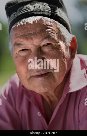 Portrait d'un ouzbek, à Samarkand, Ouzbékistan Banque D'Images