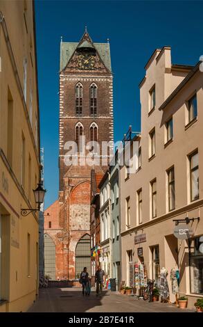 Tour De L'Église St Mary À Wismar, Mecklembourg-Poméranie-Occidentale, Allemagne Banque D'Images
