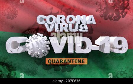 Maladie du coronavirus COVID-19 concept de quarantaine des infections sur l'avidité du drapeau national du Burkina Faso. Rendu très détaillé en relief ondulé. Banque D'Images