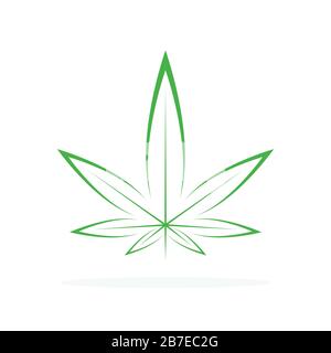 Icône vecteur de cannabis. Logo vert de feuilles de cannabis. Lame de marijuana médicale isolée. Illustration de Vecteur
