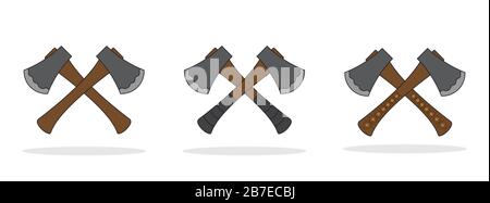 Ensemble d'axes croisés isolés. Icônes Vector Ax en conception plate. Icône Forester Ax Illustration de Vecteur