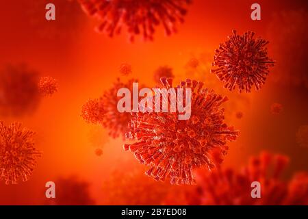 Illustration tridimensionnelle du virus / gros plan du coronavirus. Banque D'Images