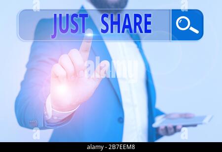 Texte de l'écriture juste partager. Photo conceptuelle d'avoir ou d'utiliser quelque chose en même temps que quelqu'un d'autre Banque D'Images