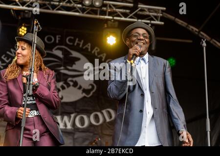 Le groupe Neville Staple se produit au festival de musique Witney, Oxfordshire 18/08/2018 Banque D'Images