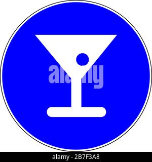 Alcool autorisé signe bleu sur fond blanc Banque D'Images