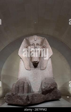 Le Grand Sphinx de la sculpture de granit Tanis au Musée du Louvre à Paris, France, Europe Banque D'Images