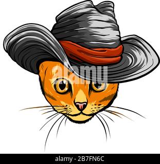 Vector Cat dans un chapeau et une cravate. Illustration vectorielle Illustration de Vecteur