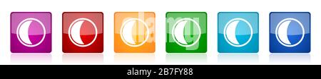 Jeu d'icônes Moon, illustrations vectorielles carrées brillantes colorées en 6 options pour la conception Web et les applications mobiles Illustration de Vecteur