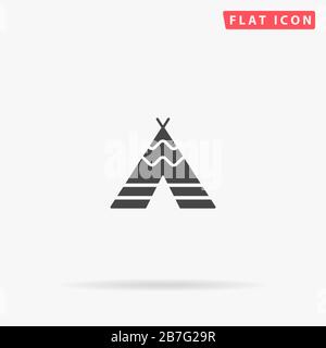 Icône vectorielle plate Indian Tipi. Signe de style glyphe. Symbole d'illustrations simples tracées à la main pour les infographies de concept, les projets de conception, l'interface utilisateur et l'UX, site Web Illustration de Vecteur