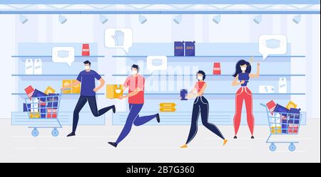 Les gens Panic en magasin en raison de l'épidémie de Coronavirus Illustration de Vecteur