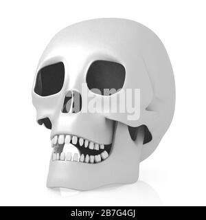 Crâne humain tridimensionnel sur fond blanc Banque D'Images