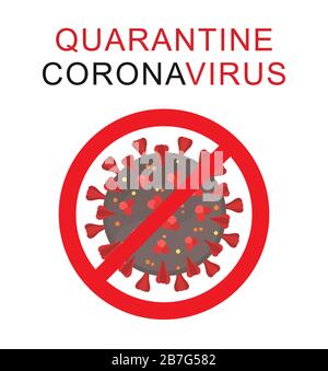 Signe de mise en quarantaine attention coronavirus. Éclosion de coronavirus. Danger de coronavirus et risque pour la santé publique. Illustration vectorielle isolée sur fond blanc Illustration de Vecteur