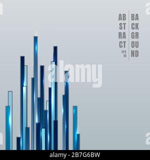 Concept de technologie abstraite lignes verticales bleues avec superposition de la couche d'éclairage sur l'espace d'arrière-plan gris pour votre texte. Illustration vectorielle Illustration de Vecteur