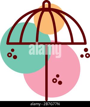 ligne de parapluie de plage et icône de style de couleur Illustration de Vecteur