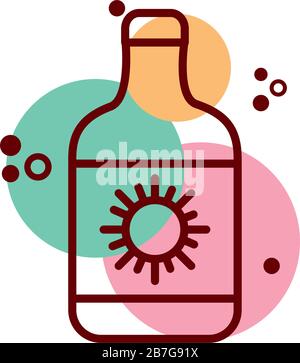 ligne de bouteille de bloqueur solaire et icône de style de couleur Illustration de Vecteur