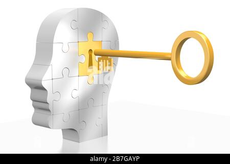 Touche tridimensionnelle/ mot de passe/ concept Mind Banque D'Images