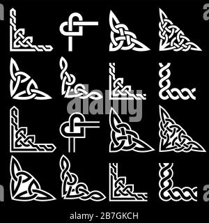 Jeu de motifs Irish Celtic Vector coins, motifs de trame tressés - carte de vœux et éléments de conception invititon Illustration de Vecteur