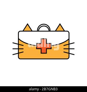 Porte-documents avec un look de chat. Art numérique pour vétérinaire. L'illustration vectorielle colorée sur fond blanc peut être utilisée dans les cartes de vœux, les affiches, les dépliants, les bannières, les logos, la marque, etc Illustration de Vecteur