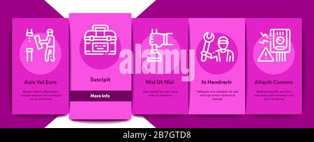 Les icônes de la profession de plombier Onboarding Elements Set Vector Illustration de Vecteur