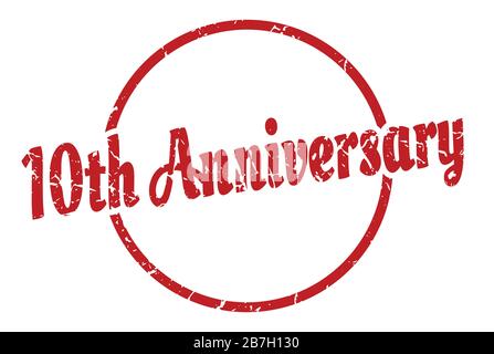 signe du 10ème anniversaire. dixième anniversaire rond vintage grunge timbre. 10ème anniversaire Illustration de Vecteur