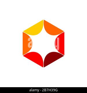 Étoile colorée dans le modèle de logo hexagonal Illustration Design. EPS vectoriel 10. Banque D'Images