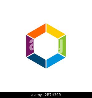Étoile colorée dans le modèle de logo hexagonal Illustration Design. EPS vectoriel 10. Banque D'Images