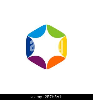 Étoile colorée dans le modèle de logo hexagonal Illustration Design. EPS vectoriel 10. Banque D'Images